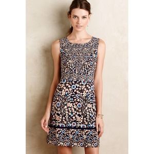 Anthropologie Maeve Brindille Sheath Dress Blue Floral Sleeveless Size 2